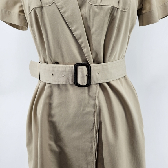 Brooks Brothers Cotton Belted Safari Shirt Dress in Beige Size 4 - Picture 6 of 14